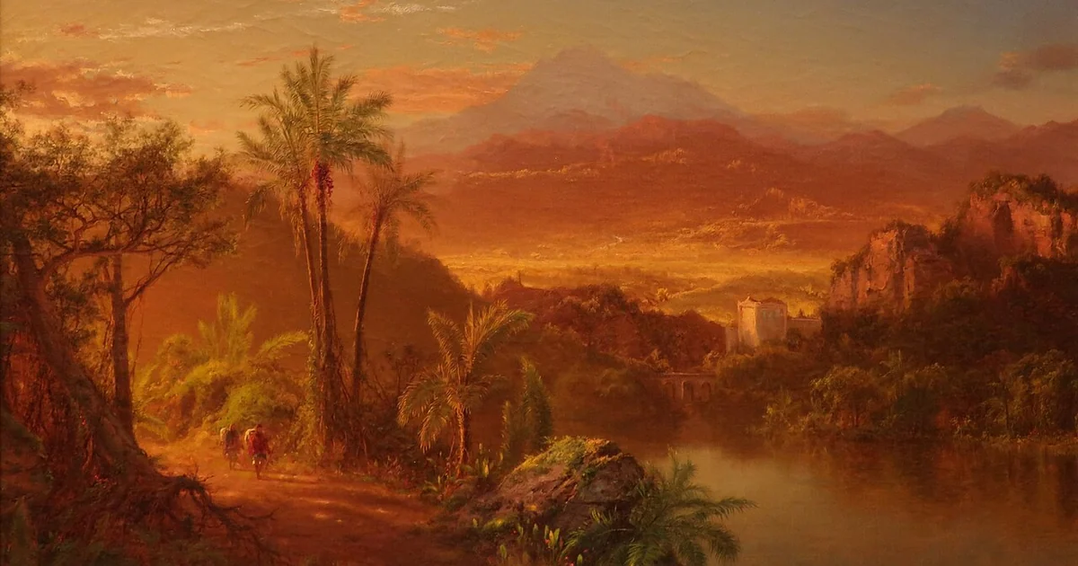 Travelers in a Tropical Landscape by Louis Rémy Mignot, 1861, oil on canvas, Crystal Bridges Museum of American Art